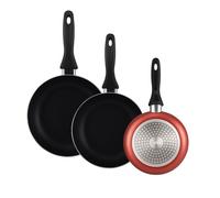 WELL HOME MOBILIARIO & DECORACIÓN Set 3 Sartenes 16/20/24 aluminio prensado, antiadherente, APTAS para inducción, Cobre metalizado