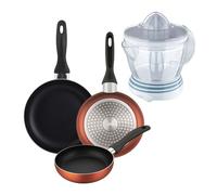 Well home set de 3 sartenes ø16ø20ø24cm de aluminio prensado en cobre metalizado+exprimidor de 40w de potencia - capacidad de 1.2 litros 14 cm