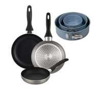 Well home set de 3 sartenes ø16ø20ø24cm de aluminio prensado en gris metalizado+juego de 3 moldes de horno redondos ø12ø18ø22cm