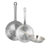 Well Home Set de 3 Sartenes Ø30Ø32Ø34cm en Acero inoxidable, Aptas para inducción y SIN antiadherente