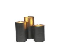 Well home set de 3 velas led en color plata de superficie rústica
