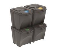 Set de 4 cubos de basura - papelera de reciclaje gris de 4x 25L