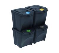 Well home set de 4 cubos de basura-papelera reciclaje, antracita, 4x25l