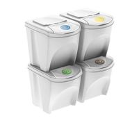 Well home set de 4 cubos de basura-papelera reciclaje, blanco roto, 4x25l