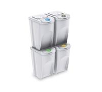 Well home set de 4 cubos de basura-papelera reciclaje, blanco roto, 4x35l