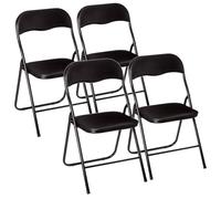 WELL HOME - Set de 4 Sillas 44x48x79cm Plegables color Negro resistente y práctica para exteriores