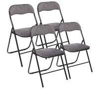 WELL HOME - Set de 4 sillas 44x52x73cm Plegables de Terciopelo gris
