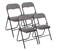 WellHome Set de 4 sillas de acero gris 44x52x73cm