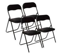 WELL HOME - Set de 4 sillas 44x52x73cm Plegables de Terciopelo negro