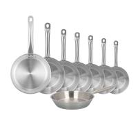Well Home Set de 8 Sartenes Ø20Ø22Ø24Ø26Ø28Ø30Ø32Ø34cm en Acero inoxidable, Aptas para inducción y SIN antiadherente