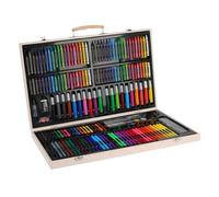 Well Home Set de Arte: Caja de Madera con Rotuladores, Lápices de Colores y más - Todo en un solo estuche