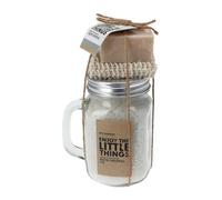 Well Home Set de Baño - Vidrio con Cristal de 600g, Paño de Sisal y Jabón Atado con Cuerda de Yute