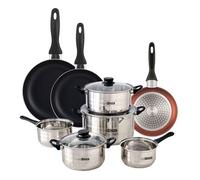 Well home set de batería de cocina de 8pc en acero inoxidable + 3 sartenes ø16ø20ø24cm cobre metalizado en aluminio