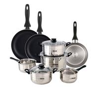 Well home set de batería de cocina de 8pc en acero inoxidable + 3 sartenes ø16ø20ø24cm gris metalizado en aluminio
