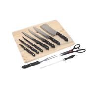 Well Home Set de cuchillos de 11 piezas con cubierta de acetato y tabla de madera - Ideal para tu cocina
