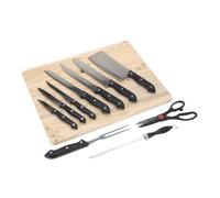 Well Home Set de cuchillos de 11 piezas con cubierta de acetato y tabla de madera - Ideal para tu cocina