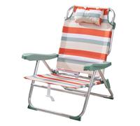 Well Home Silla Plegable de Camping/Playa reclinable con Almohada 64x63x32/82cm Aluminio anodizado, Rayas Rojas, Tejido 600x300D hasta 110kg