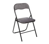 Well home - silla plegable de terciopelo gris 39x39x43cm