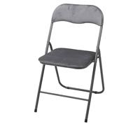 Well Home Silla Plegable Terciopelo Asiento 40x38cm, Acolchada, Estructura metálica, Gris