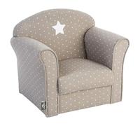 Well Home - Sillón Infantil "Classic" en Gris Topo con Estampado Decorativo - 49 x 35,2 x 44 cm