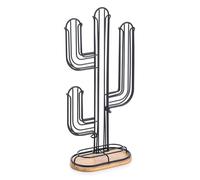 Well Home Soporte para cápsulas nespresso para 50 uds - En metal y bambú de color negro con diseño de cactus