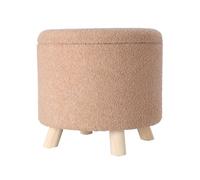 Well home taburete de almacenamiento 100% poliéster ø40x37cm de 18l color beige 37 cm