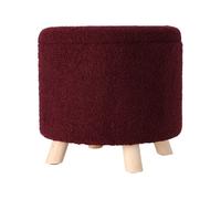 Well Home Taburete de Almacenamiento 100% Poliéster Ø40x37cm de 18L Color Burdeos