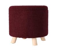 Well Home Taburete de Almacenamiento 100% Poliéster Ø40x37cm de 18L Color Burdeos