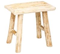 Well Home - Taburete de madera de álamo en color beige, H.32cm