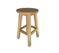 Well Home Taburete de Madera Maciza Redondo en Color Natural 29x29x50cm