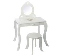 Well Home - Tocador con Espejo y Taburete, Diseño Clásico, Mesa de Maquillaje con 1 Cajón - Rincón de Belleza
