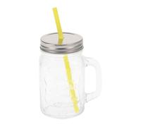 Vaso de cristal de 450ml con pajita