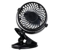 Well Home Ventilador con clip, 3 velocidades, batería 1200mAh, negro