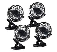 Well Home Ventilador con clip, 3 velocidades, batería 1200mAh, negro, set de 4