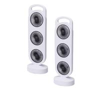 Well Home Ventilador USB, 3W, 3 velocidades, batería 1200mAh, blanco, set de 2