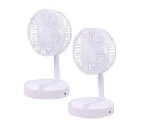 Well Home Ventilador USB plegable, Ø16,5cm, 3 velocidades, batería 1200mAh, blanco, set de 2