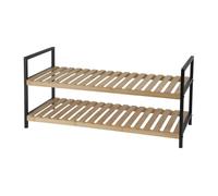 WELL HOME - Zapatero de bambú con 2 estantes en metal y bambú 70x30x32cm