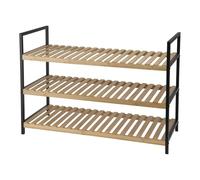 Well Home Zapatero de bambú con 3 estantes en Metal y bambú 70x30x48,5cm