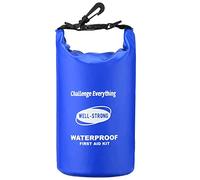 WELL-STRONG Botiquín de primeros auxilios impermeable doble con hebillas para pesca, kayak, barco, natación, camping, rafting, playa, color azul