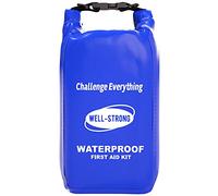 WELL-STRONG Kit de primeros auxilios impermeable, kit de emergencia para lancha enrollable con contenido impermeable para pesca, kayak, barco, natación, camping, rafting, playa, azul
