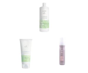 Wella Professionals Elements Pack - Champú Renovador Sin Siliconas ni Sulfatos (1 L) + Acondicionador Renovador (200 ml) + EIMI Spray Sugar Lift Styling Textura y Volumen Fijación Fuerte (150 ml)
