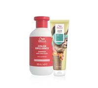 Wella Professionals | Pack | Color Fresh Mask Coloración Temporal Tono Verde (150ml) + Champú Invigo Color Brilliance Protector del color cabello fino (300ml)