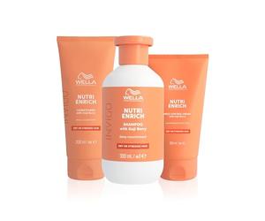 Wella Professionals Pack Invigo Nutri Enrich, Nutrición e Hidratación Profunda, Champú (300ml) + Acondicionador (250ml) + Crema Antiencrespamiento (150ml)