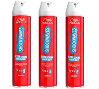 Wella Shockwaves 3x 250ml Ultra Strong Power Hold Laca para el Pelo Fuerza 5