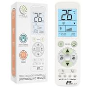 Wellclima Plus 2.0 - Mando a Distancia Universal para Aire Acondicionado con la Mayor Compatibilidad del Mercado, Teclado y Pantalla Retroiluminados, Linterna LED, Soporte Directo de Wellclima