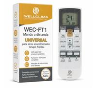 Wellclima WEC-FT1 Mando Universal para Aire Acondicionado Fujitsu y Fuji Electric Inverter y Bomba de Calor, con Air Clean, Oscilación Horizontal y Modo Quiet, Recambio Listo para Usar en Segundos