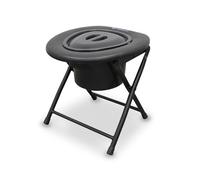 WELLCORE Silla de aseo con inodoro, Plegable, Transportable, Compacta, Estructura Aluminio, Inodoro extraíble, Fácil limpieza, Color Negro, Hasta 100 kg