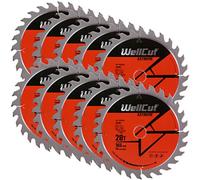 WellCut Hoja de sierra TCT, hoja de sierra de inmersión, hoja de sierra circular, amoladora angular de 165 mm x 28 pulgadas x 20 mm de diámetro de 10 unidades