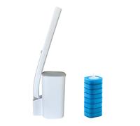 WELLDOER Escobilla de inodoro desechable de mango largo para inodoro de baño, fácil de reemplazar, cepillo de inodoro desechable para baño