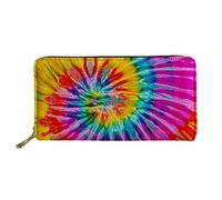 WELLFLYHOM Cartera de mano colorida para mujer, con cremallera alrededor, tarjetero, clip para dinero, monedero, organizador de almacenamiento de monedas de viaje, resistente al agua, Cartera de viaje